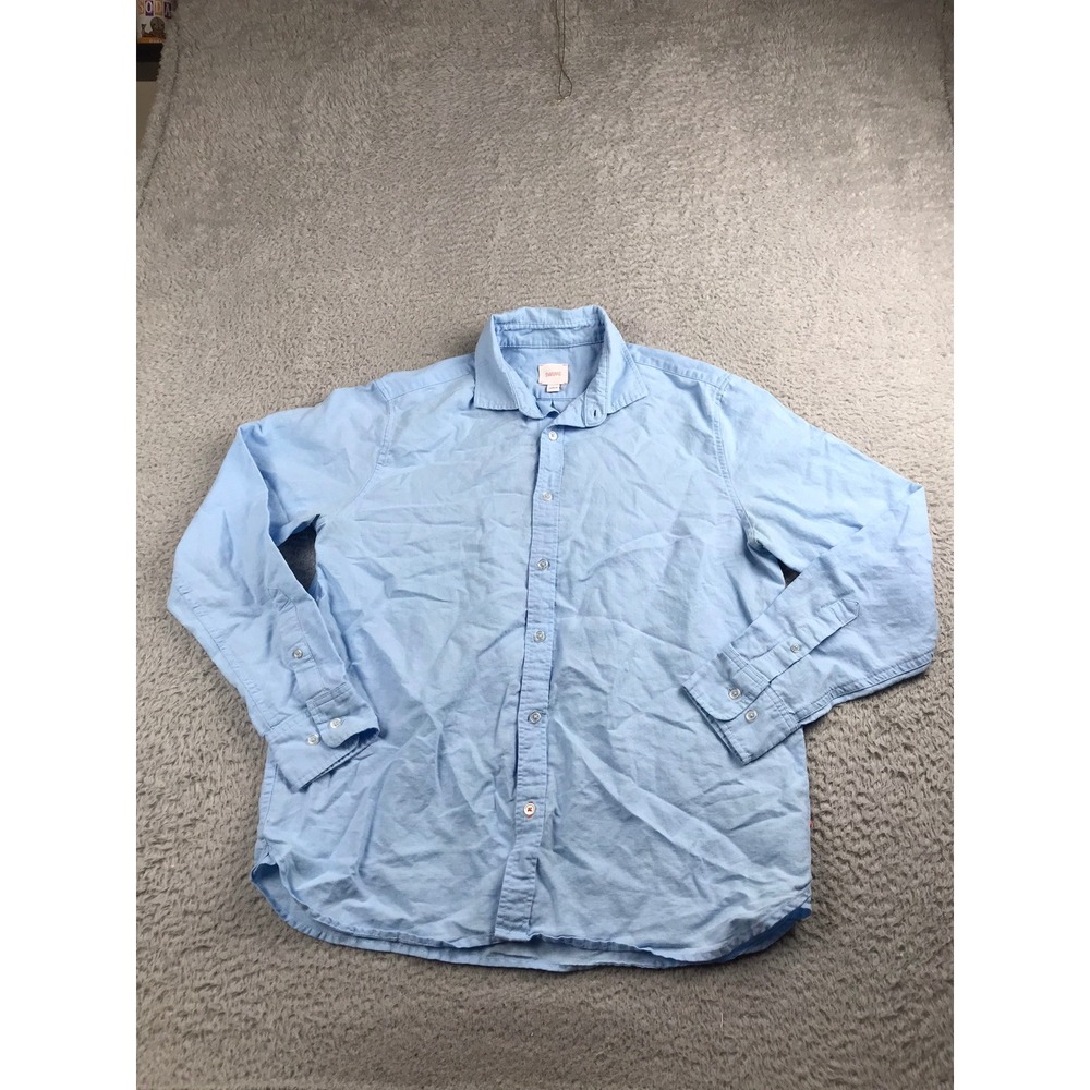 SWIMS Button Down Shirt‎ Mens L Light Blue Linen Blend Long Sleeve